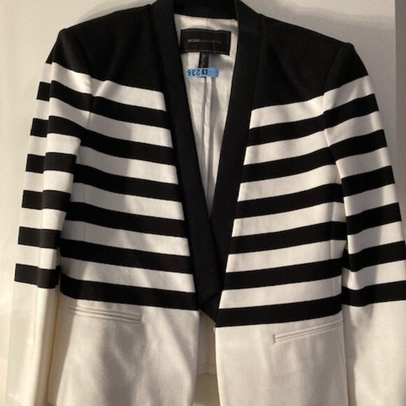 BCBG Black and Off White Stripe Jacket and Skirt Size Small (Worn Once) - Picture 1 of 6